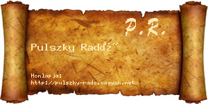 Pulszky Radó névjegykártya